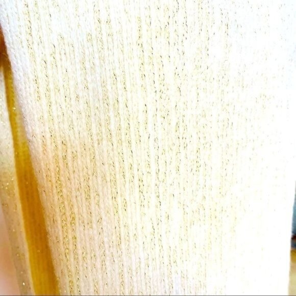 Cejon White Knit Scarf with Metallic Gold to add a little bling 72 in L x 9 in W - Picture 7 of 7